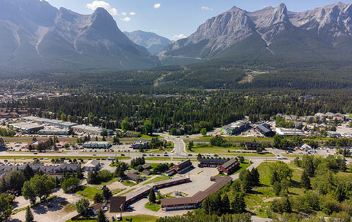 Drone shot of Rocky Mountain Ski Lodge