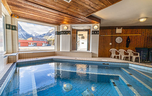 Hot tub with mountain views